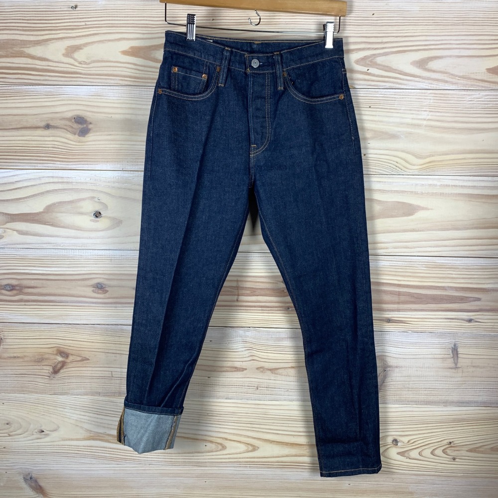 Levis 501 S Skinny Jeans Womens 24 Dark Indigo Blue Button Fly Denim Pant